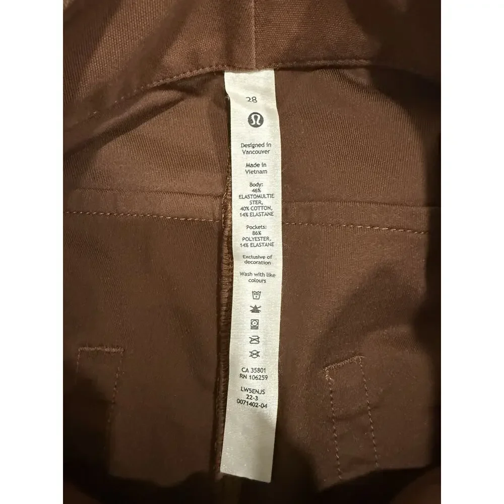 Lululemon City Sleek 5 Pocket Wide Leg High Rise Pant Size 28 Roasted Brown